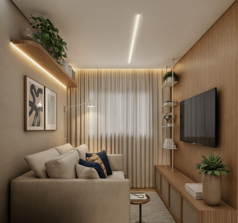 ideias para ampliar visualmente sala pequena