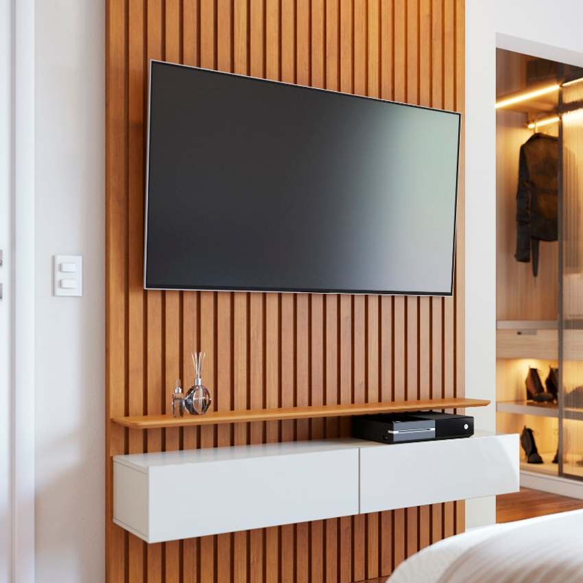 painel de tv flutuante minimalista