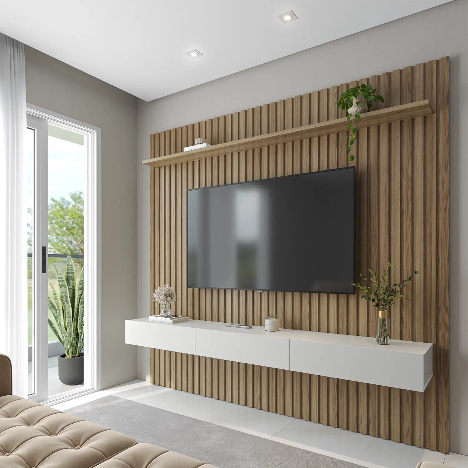 Painel ripado branco