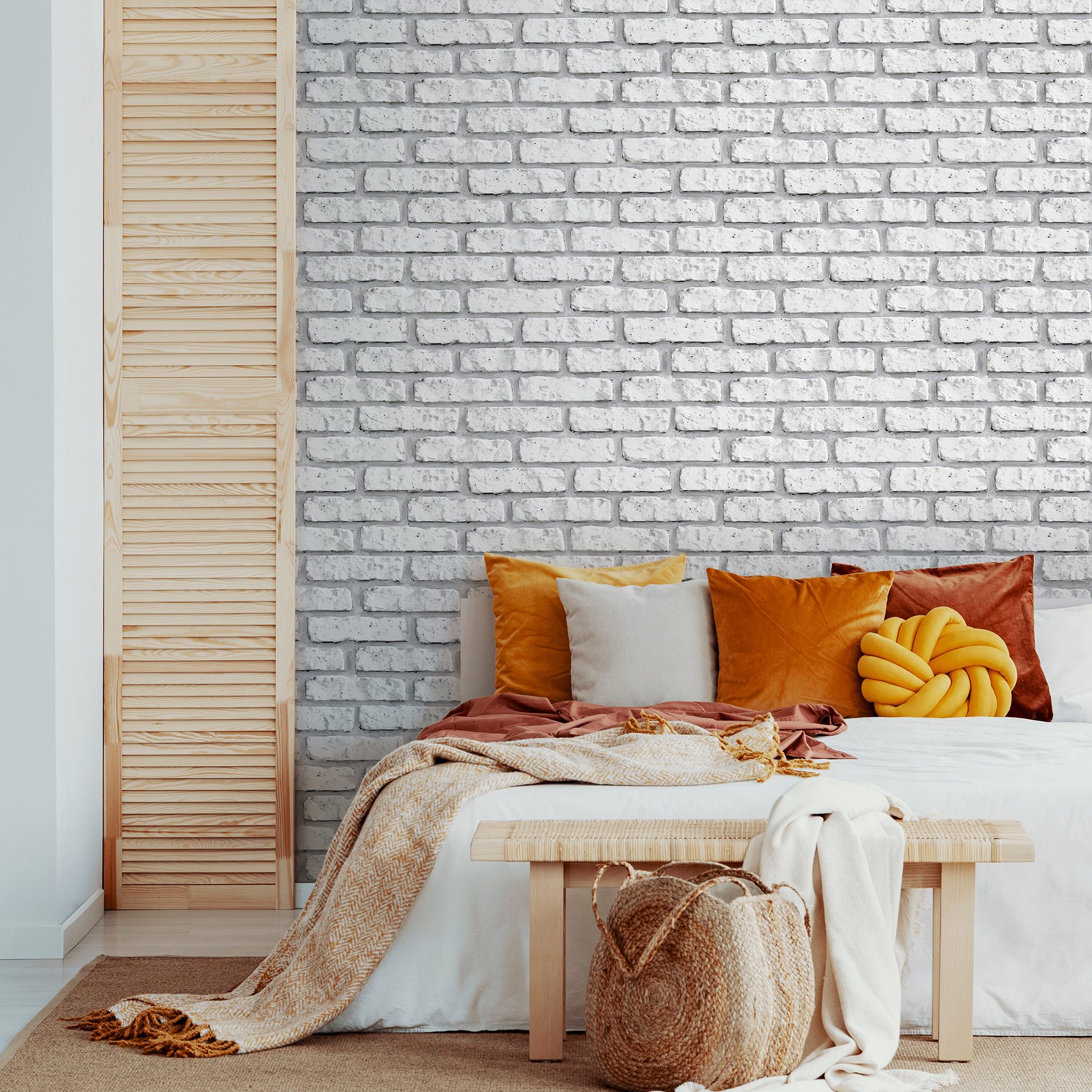 papel de parede de tijolinho no quarto