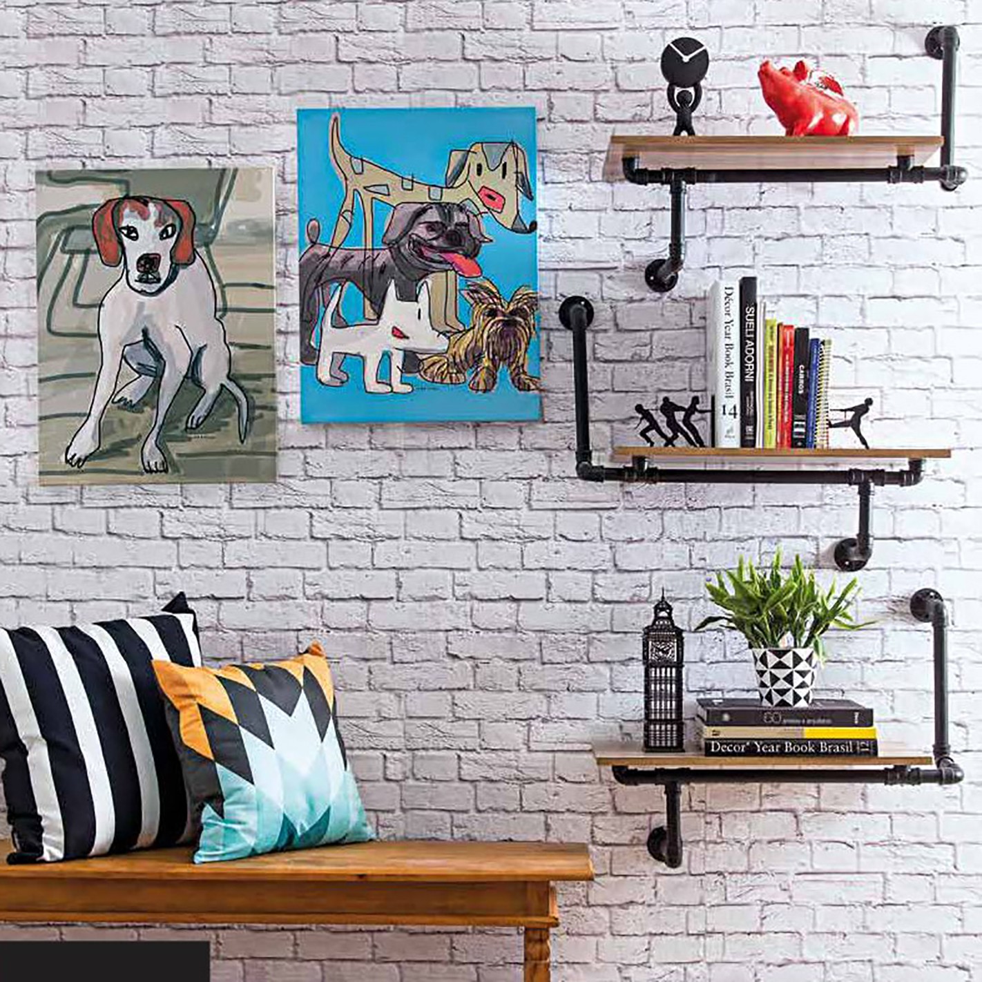 papel de parede 3d tijolinho realista