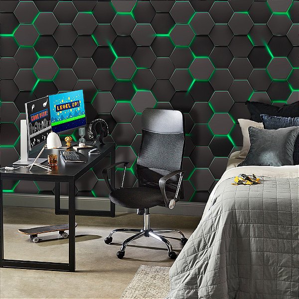 papel de parede geométrico 3d para sala