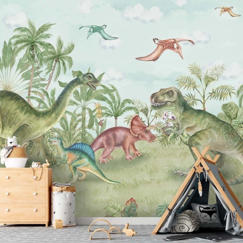 papel de parede infantil dinossauro menino shopee