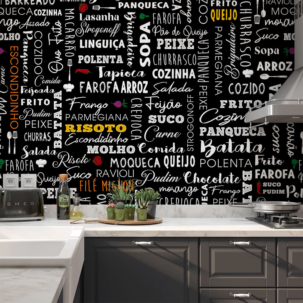 Papel de parede cozinha mármore geométrico