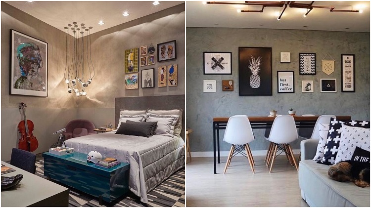 parede de cimento queimado na sala