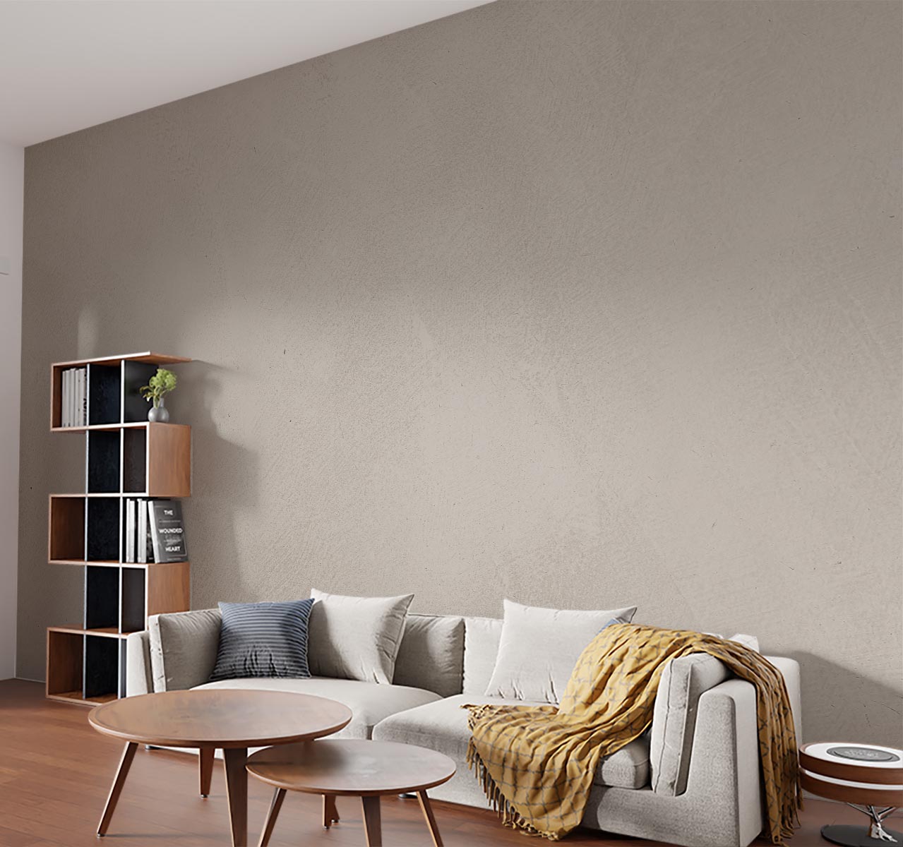 parede de cimento queimado na sala