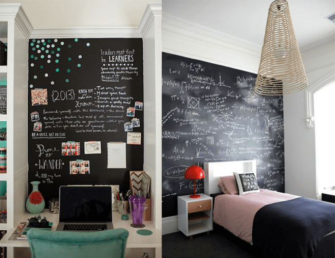 parede de lousa no quarto