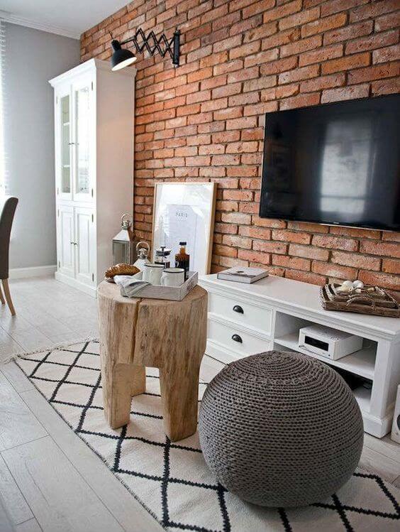 papel de parede imitando tijolo