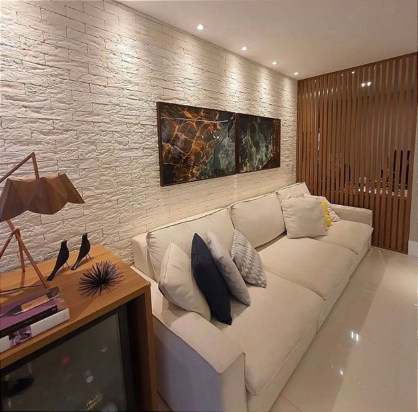 como aplicar tijolinho na sala