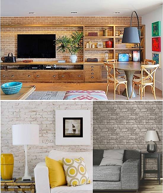 cores de tijolinho para sala