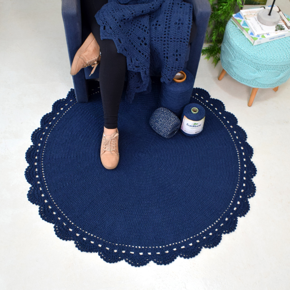 passo a passo tapete de croche redondo