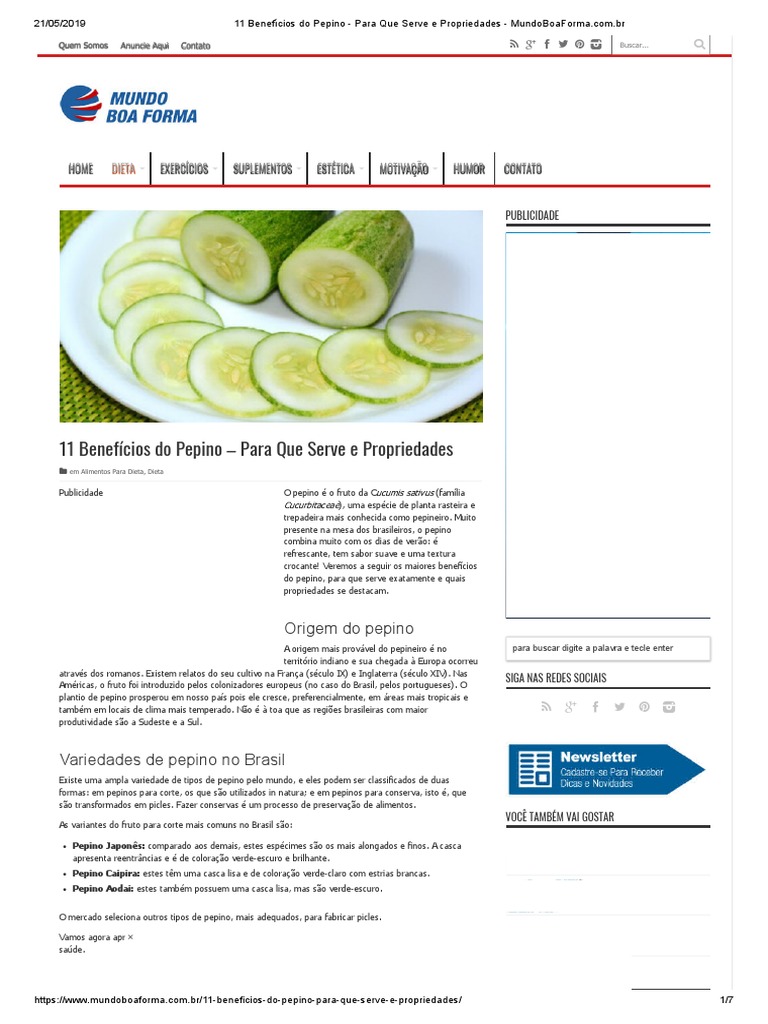 pepino para emagrecer