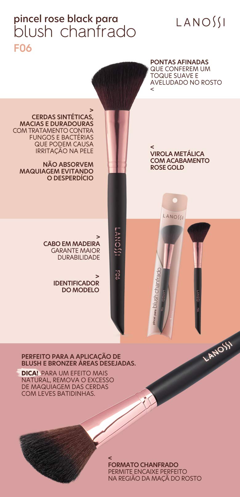 pincel de blush chanfrado