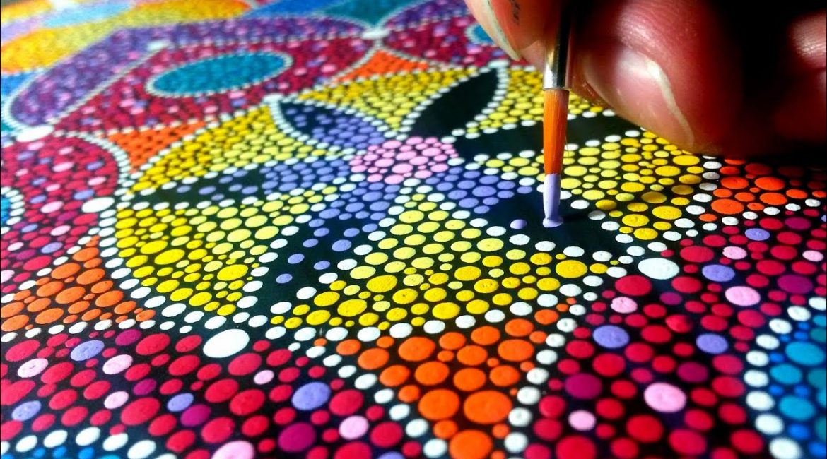 pintura de mandalas em pontilhismo