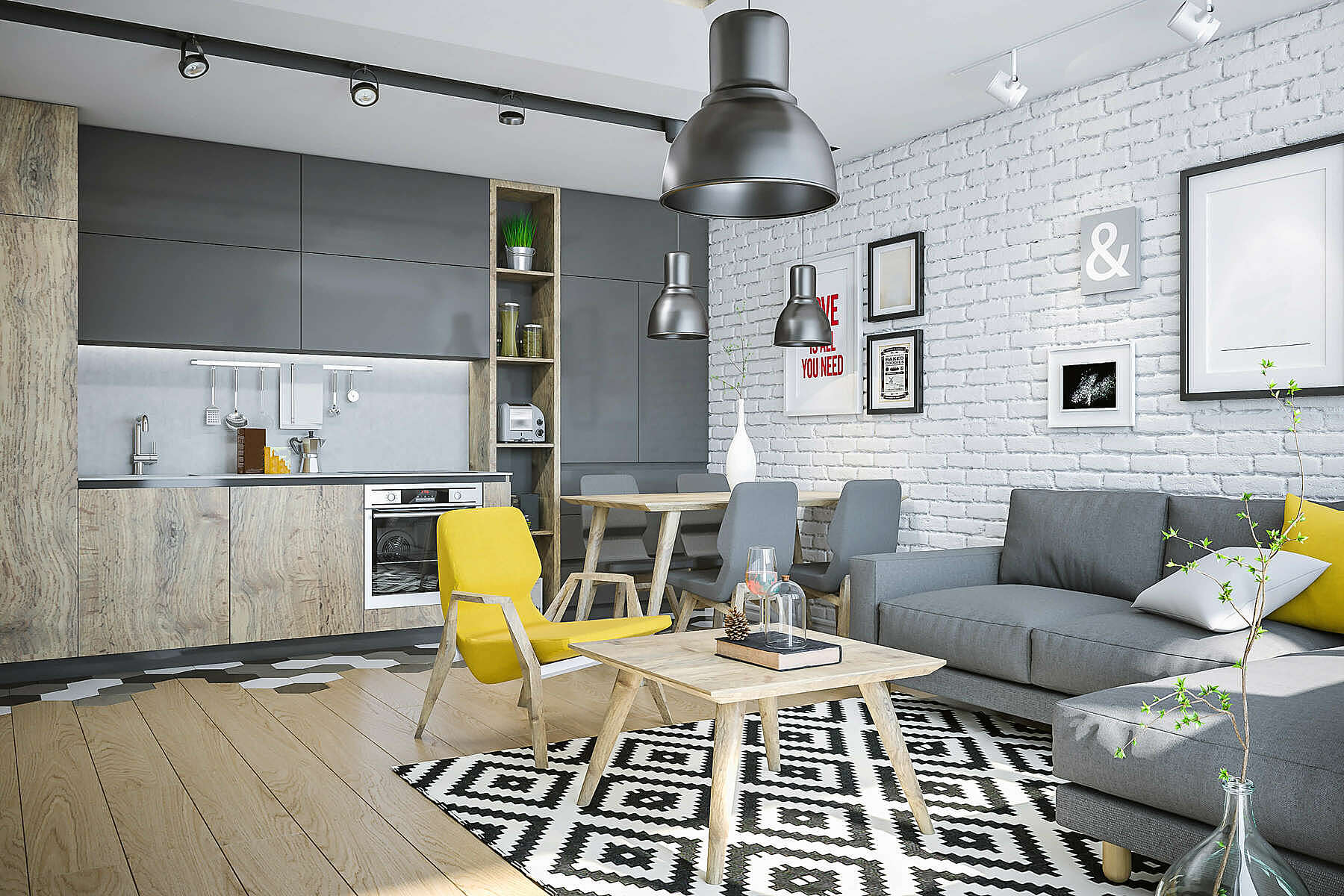 piso para sala e cozinha integradas