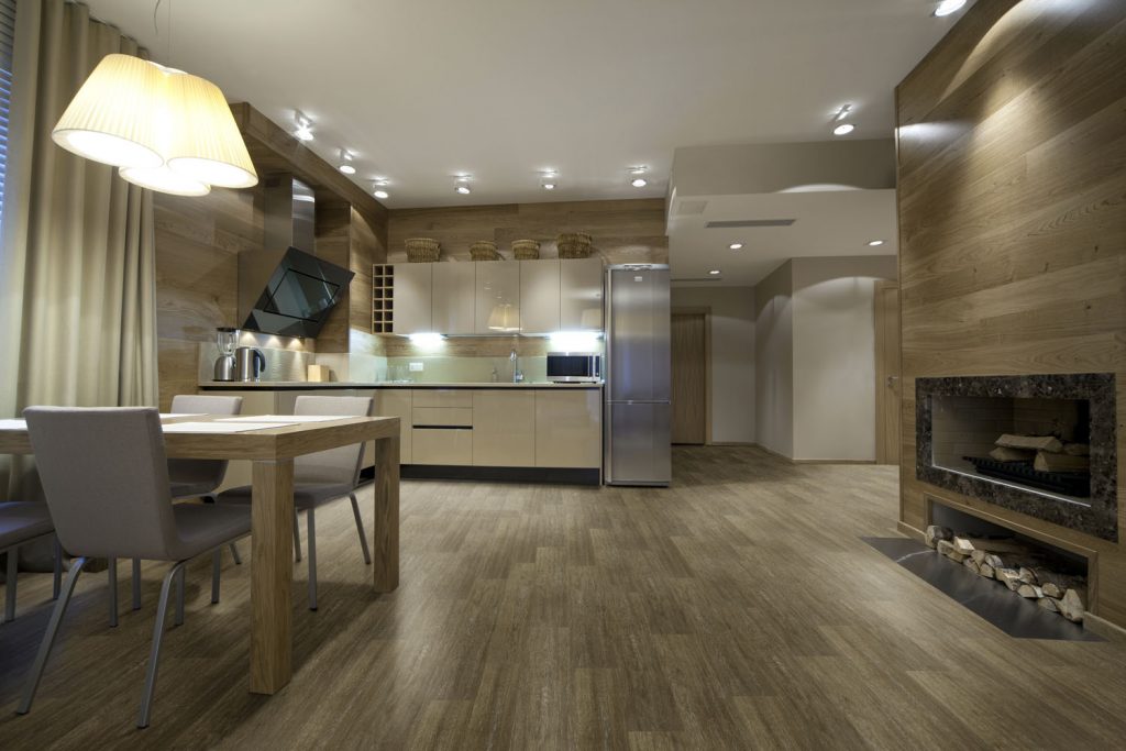 piso para sala e cozinha integradas