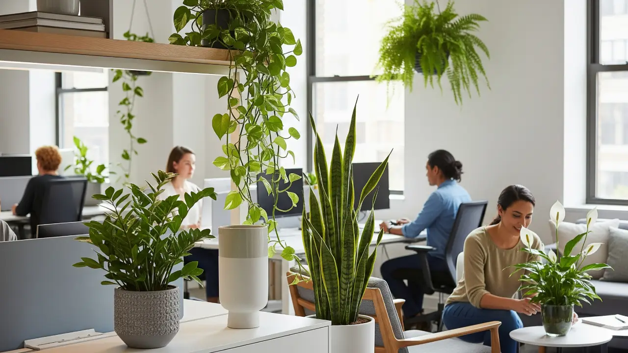 plantas no ambiente de trabalho