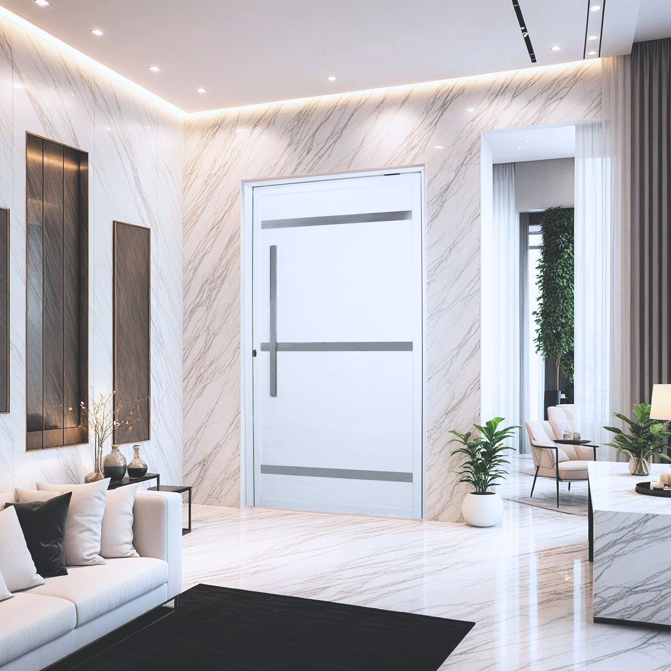 Portas Pivotantes de Alumínio Brancas e Amadeiradas: Versatilidade e Elegância