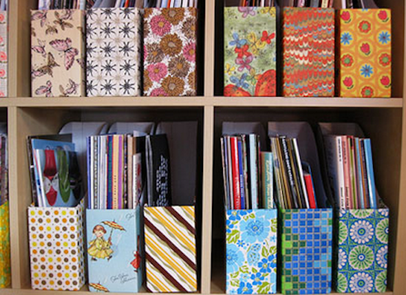 como fazer porta revista de papelão