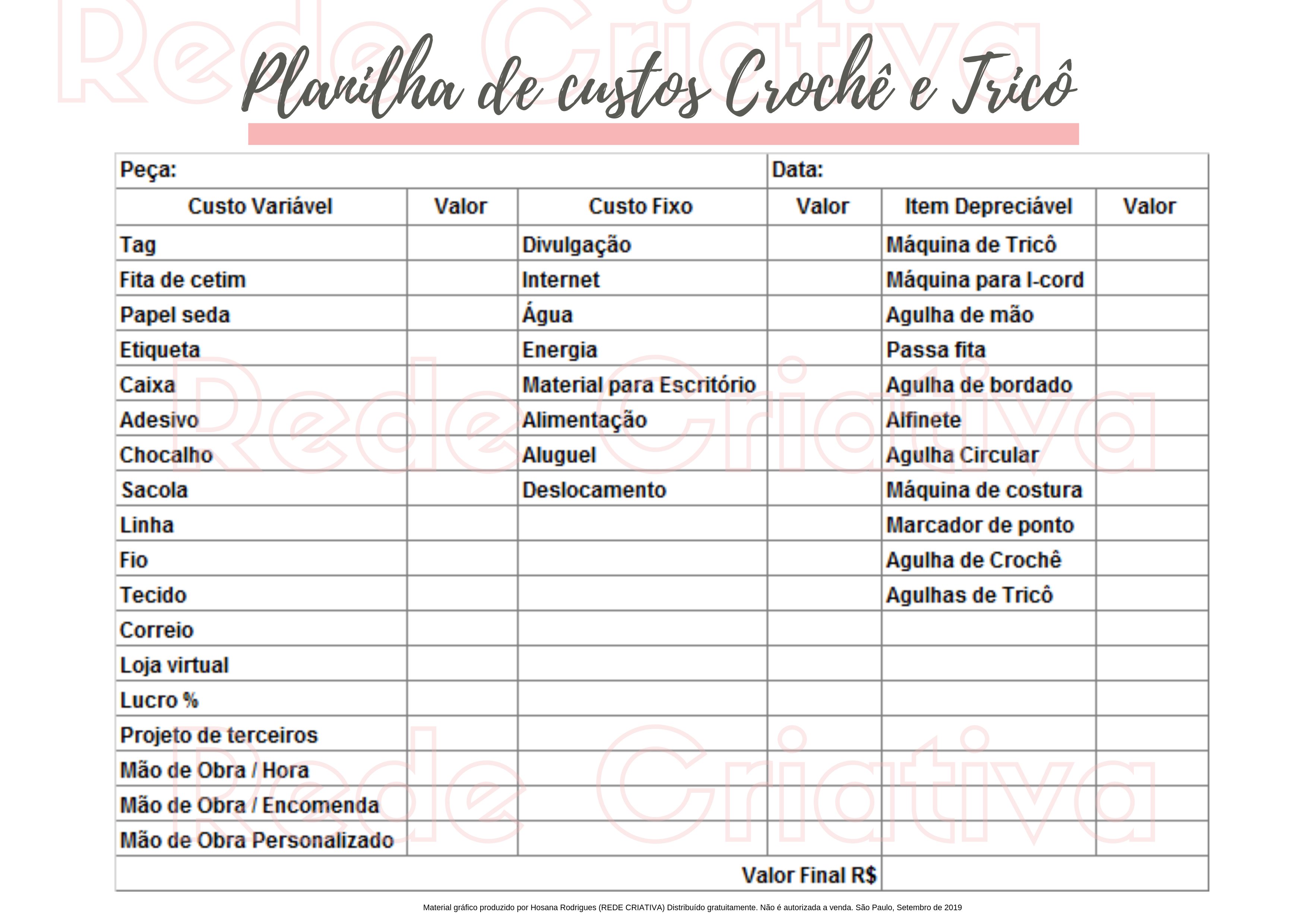 custos fixos artesanato