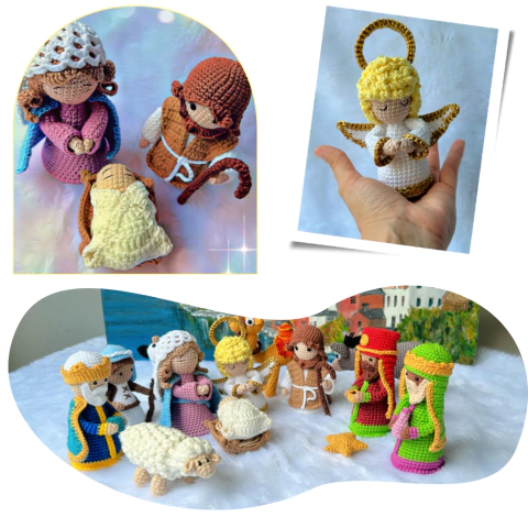 Presépio amigurumi com anjo