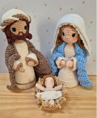 Presépio amigurumi com anjo