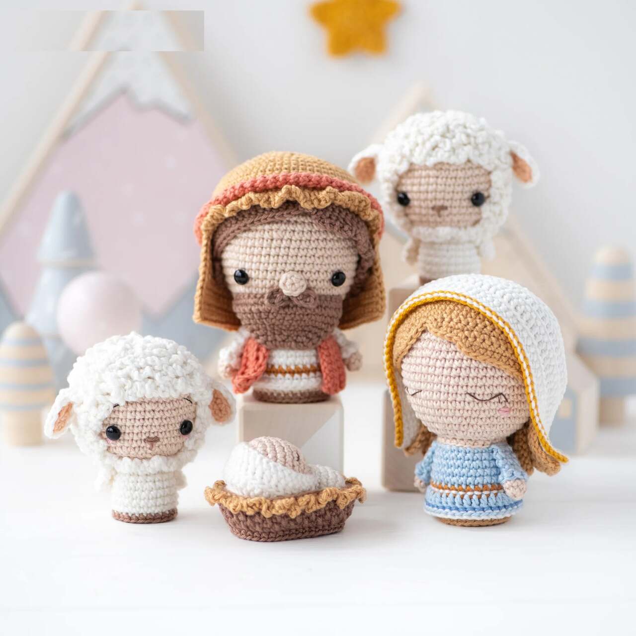 Presépio amigurumi com Reis Magos