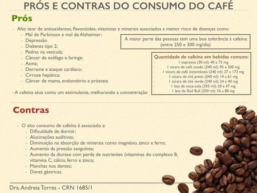 pros e contras do cafe para a saude