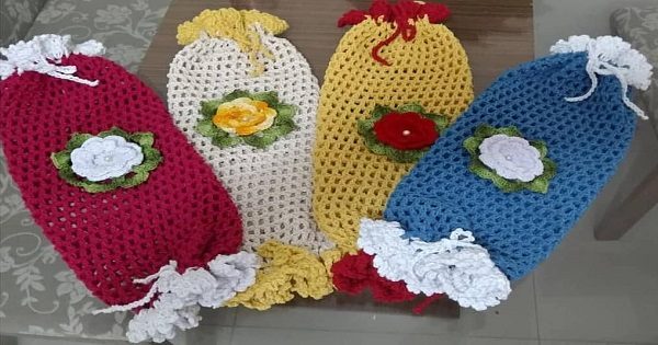 puxa saco de crochê