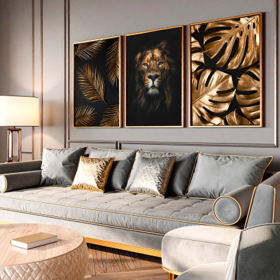 decoração de home office com quadros minimalistas