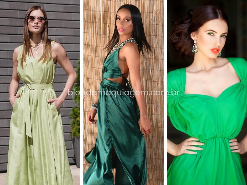 Guia de tons de verde para vestidos