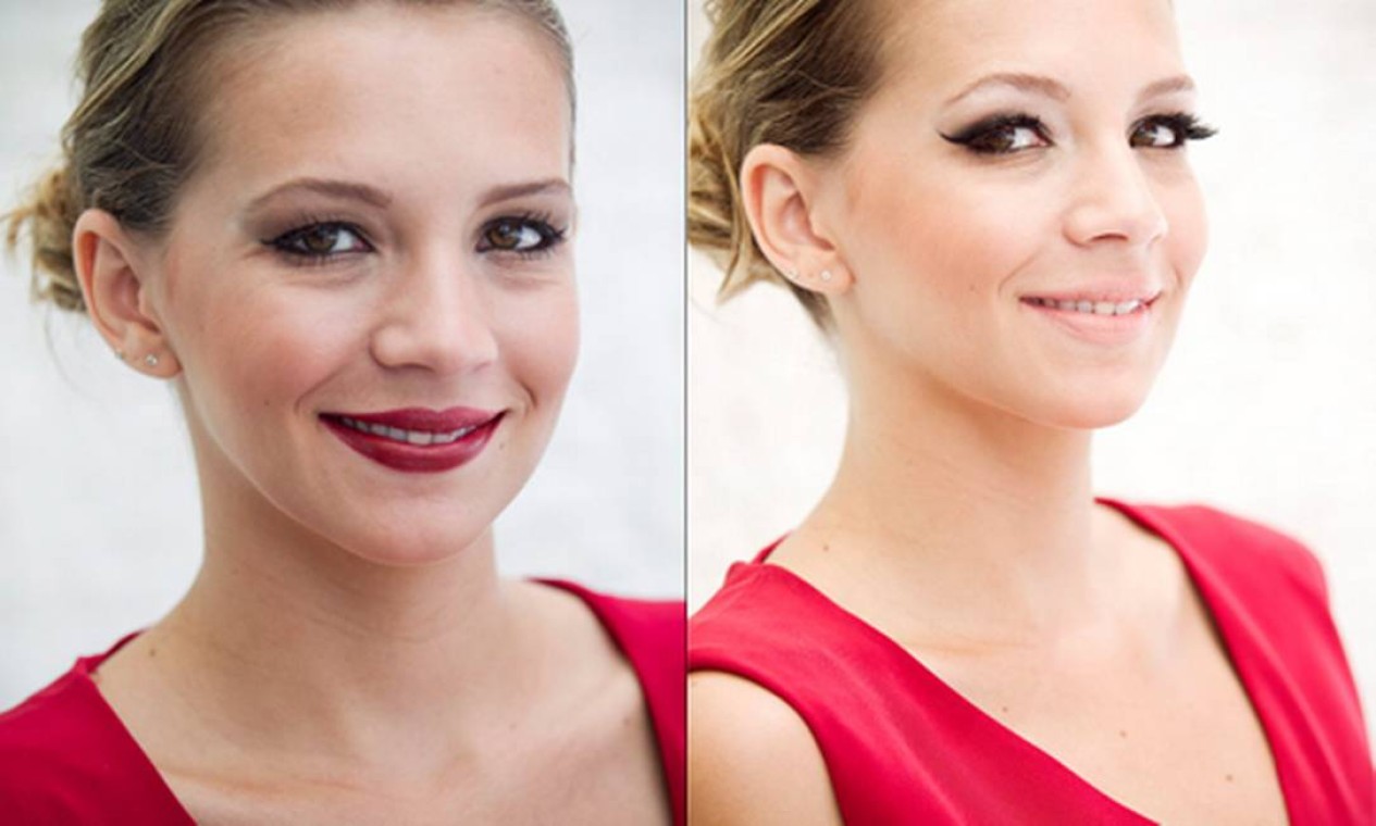 Maquiagem de olhos para destacar o batom vermelho