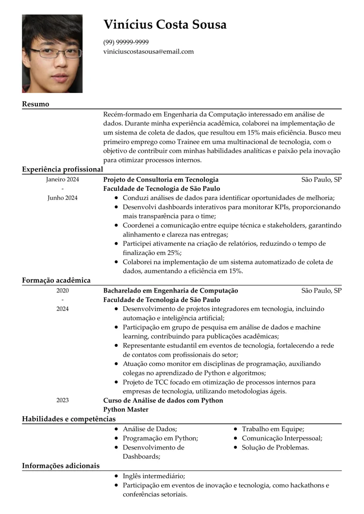 qual o melhor formato de currculo para primeiro emprego