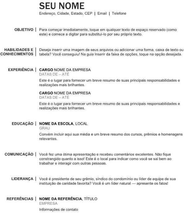qual o melhor formato de currculo para primeiro emprego