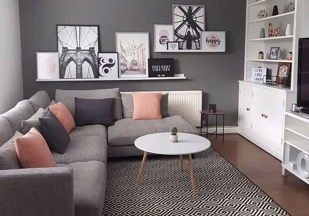 tapete moderno para sofá cinza
