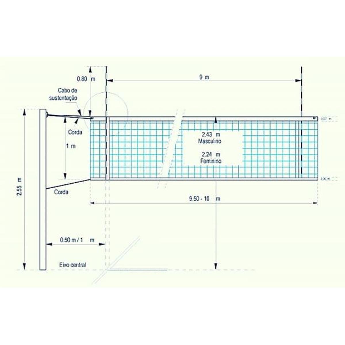 quantos metros tem uma quadra de vôlei