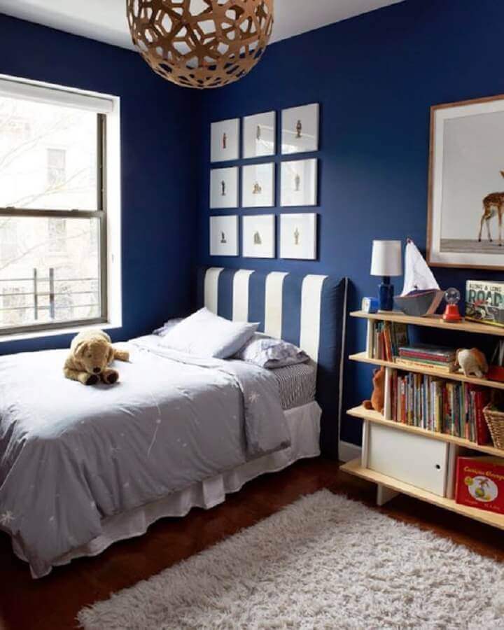 ideias de decoração quarto azul moderno