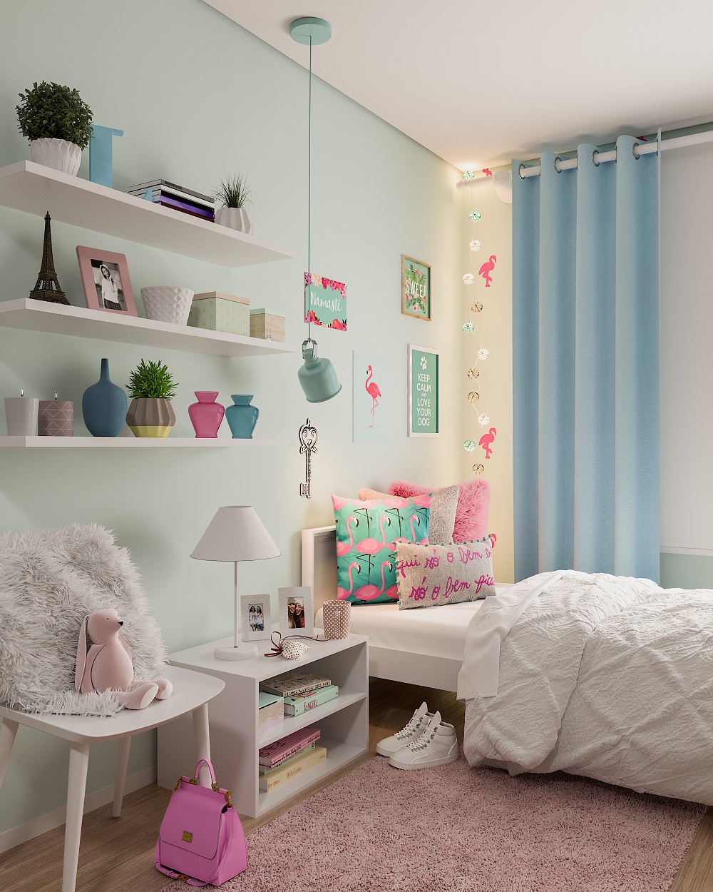 ideias de decoração quarto feminino jovem