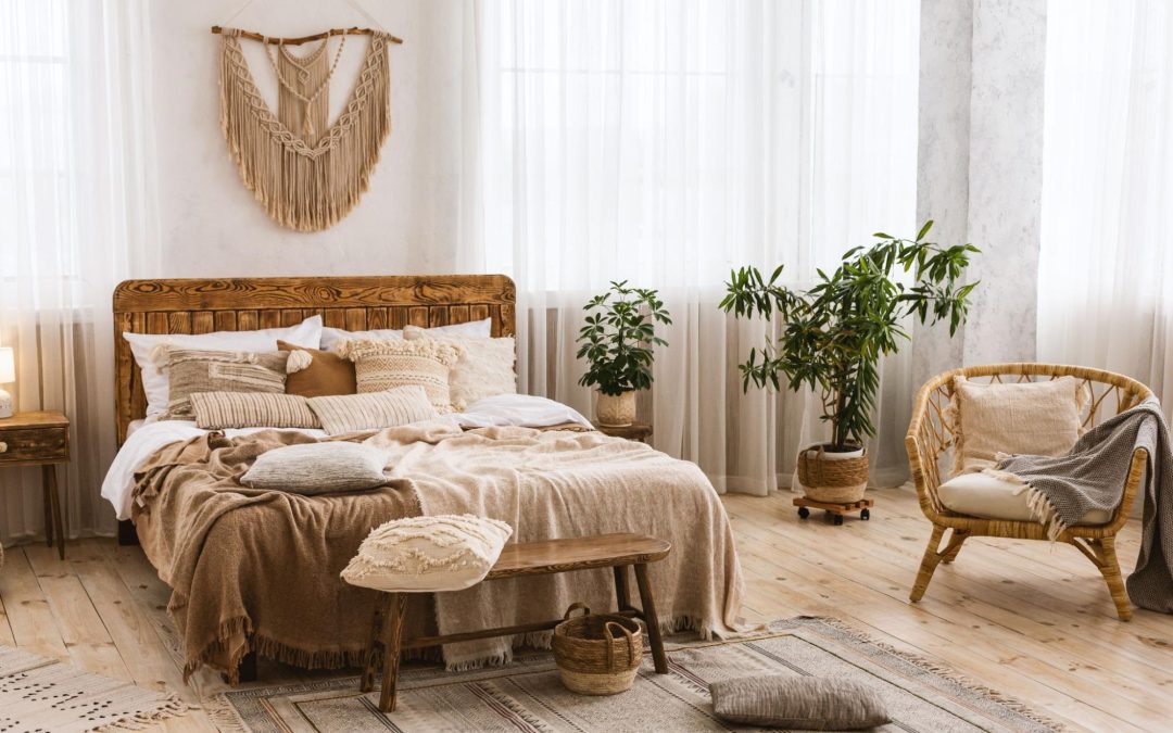 combinação rústico e moderno em quartos