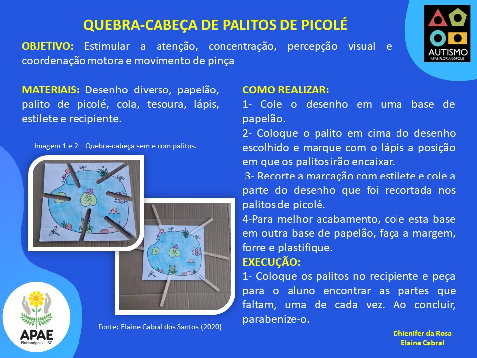 Atividades com Palitos Largos: Quebra-Cabeça Adaptado para Crianças Menores