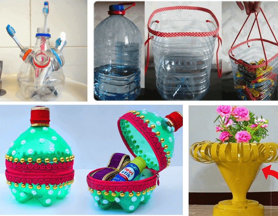 reciclagem com garrafa pet