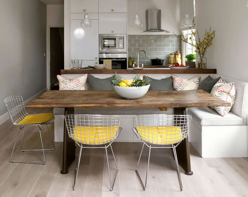 reforma de cozinha americana com balcao e banquetas altas