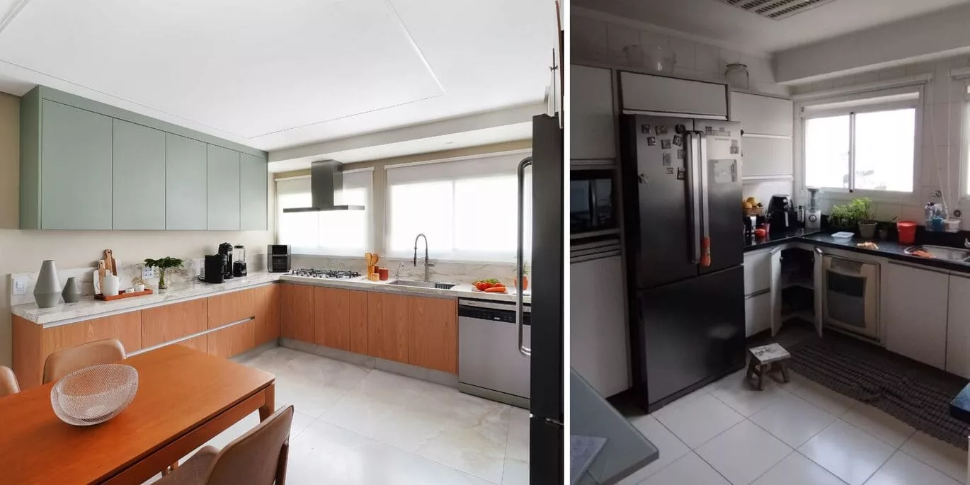 reforma de cozinha antes e depois
