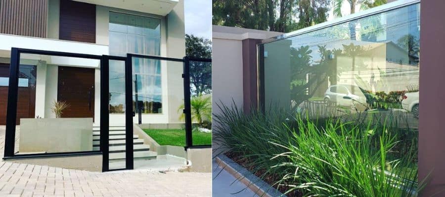 reforma de fachada residencial com muro de vidro