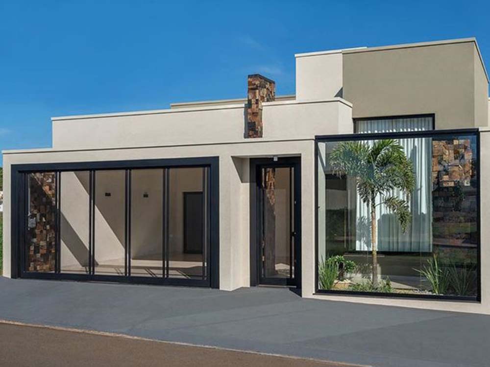 ideias de muro de vidro para fachada residencial