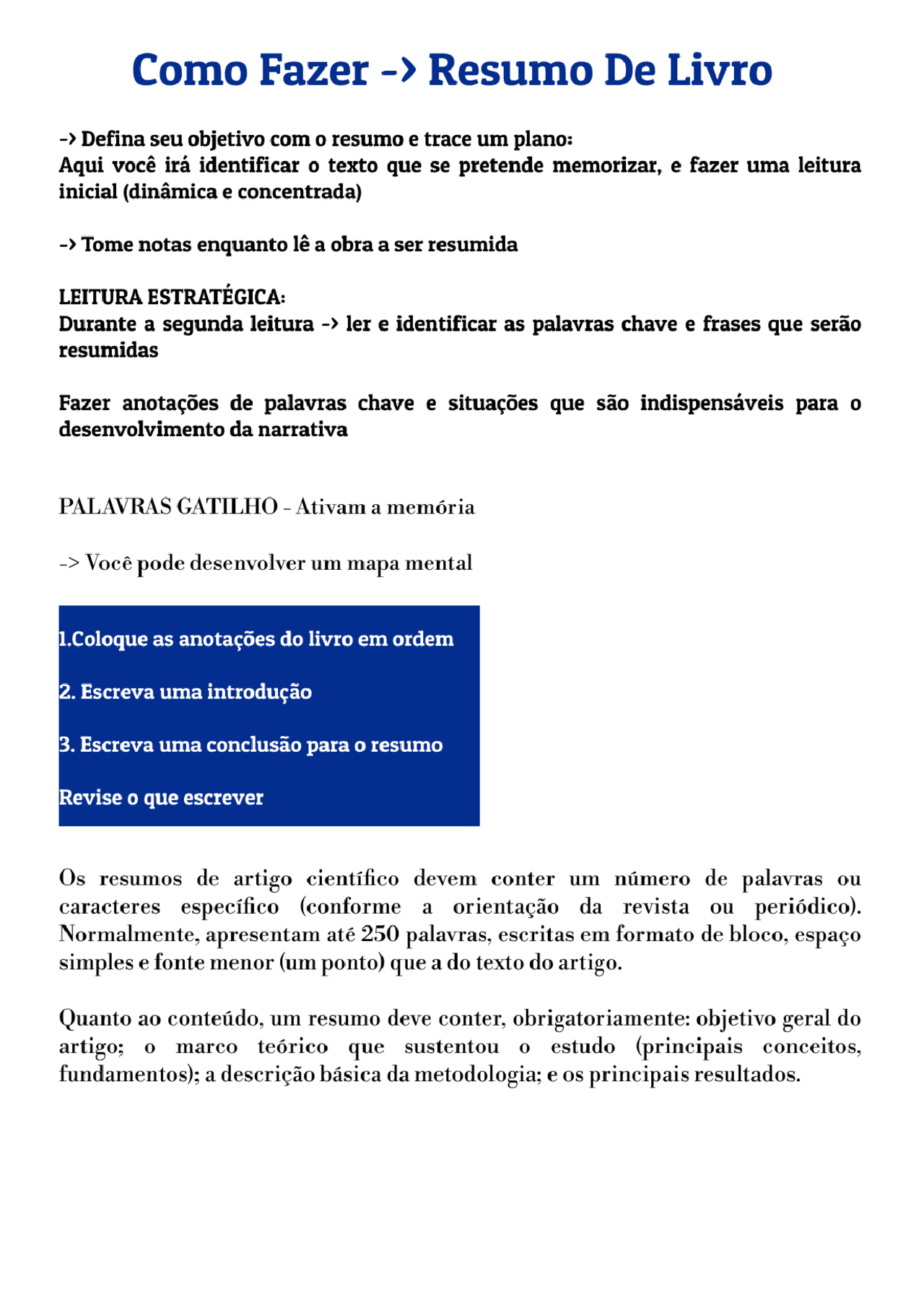 técnicas de elaboração de resumos