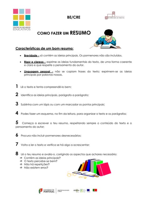 passos para resumir um texto