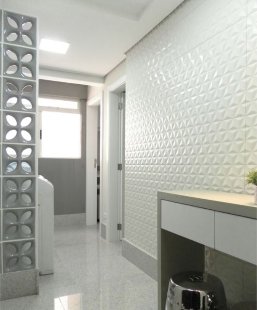 placas de porcelanato 3d em áreas molhadas