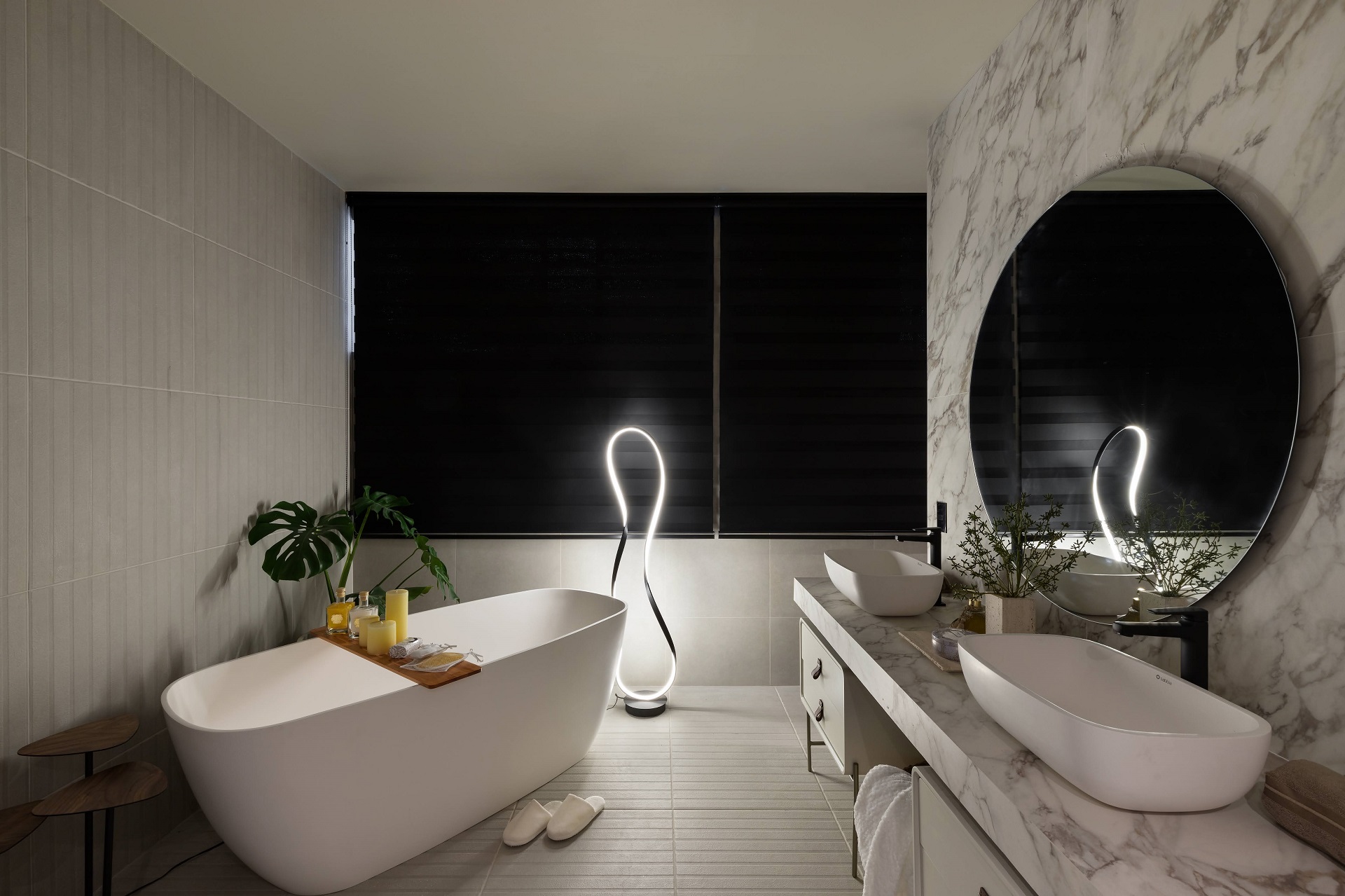 ideias de banheiro com revestimento de bambu