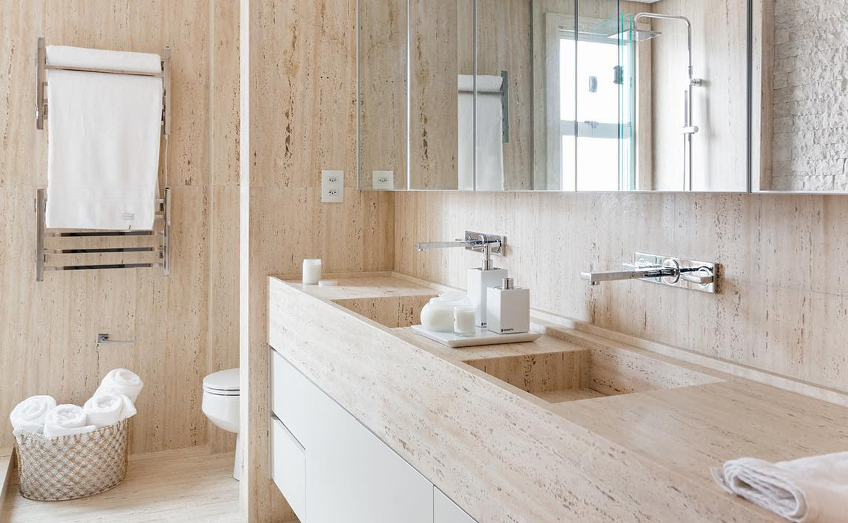 ideias de banheiro com revestimento de bambu